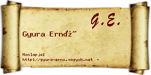 Gyura Ernő névjegykártya